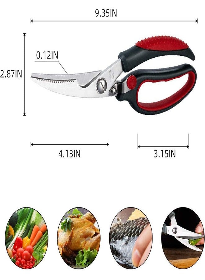 FS COOL Kitchen Poultry Shears : Multipurpose Heavy Duty & Stainless Steel with Safety Lock & Anti-Slip Handles Professional Scissor for Meat, Fish, Chicken, Bone and Much More (2-Piece) - Image 2